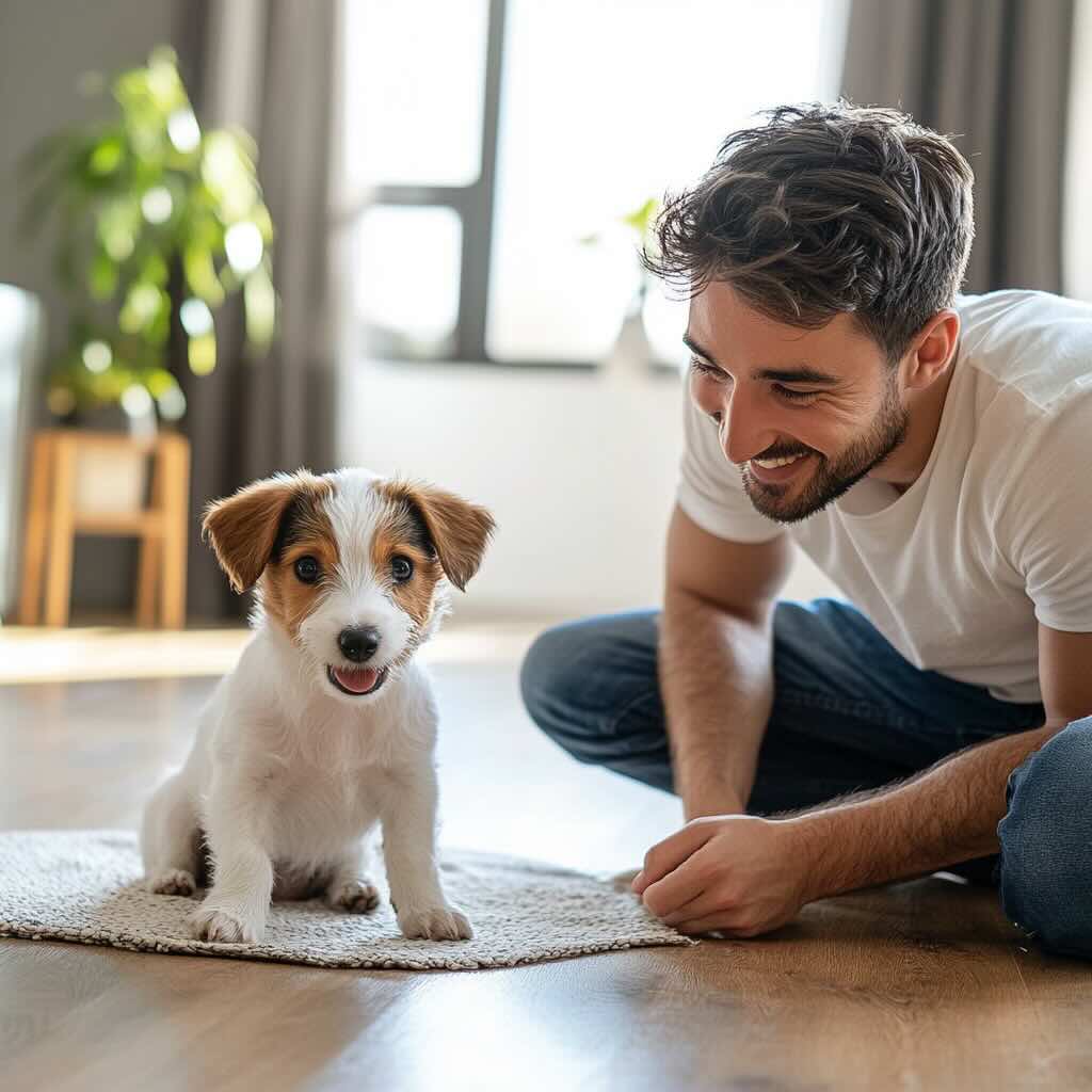 Happy pet owner with their dog